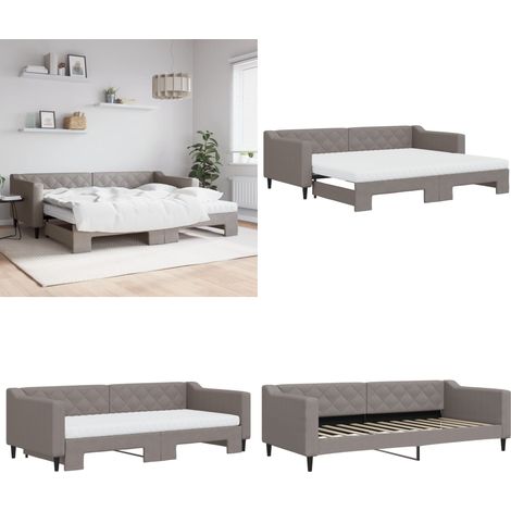 Tagesbett Ausziehbar mit Matratzen Taupe 90x200 cm Stoff - Schlafsofa - Sofa-Bett (1/5)