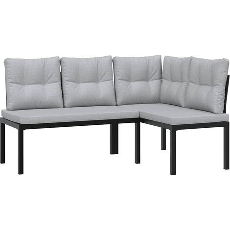 Maison Exclusive - Gartenbänke mit Kissen 2 Stk. Schwarz Pulverbe