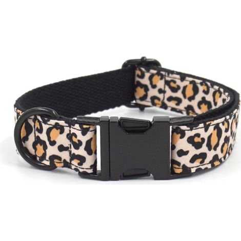 Collier Pour Chien - Imprimé Léopard - Ruban Polyester - Fermoir Acier Inoxydable - Taille M - 33 à 51 cm - 1 Pièce (1/5)