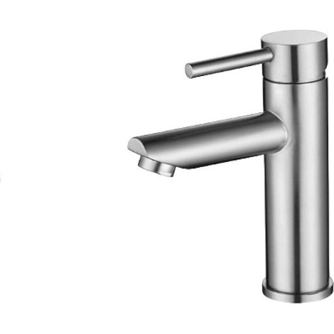 Robinet de salle de bain, eau chaude et froide, hauteur du bec 11 cm, robinet lave mains en acier inoxydable eau chaude et froide (1/5)