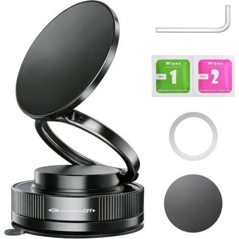 Magnetic Car Phone Holder, 360° Foldable Car Phone Magnet Holder for iPhone 16 15 14 13 12 Pro Max Plus, Adjustable Vacuum Phone Holder for Mirror Glass Gym (1/5)