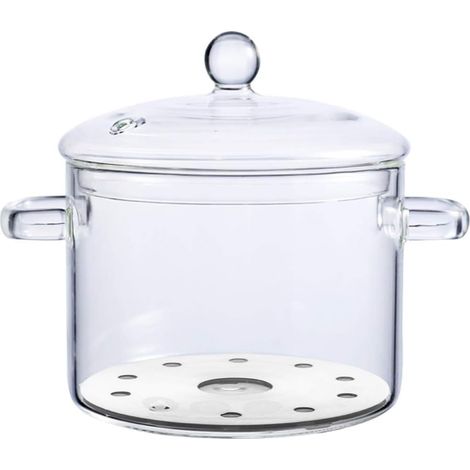 1.5 Litre Glass Stock Pot with Lid Induction (Plate Inside), C-Style Handles, Vegetable (1/5)