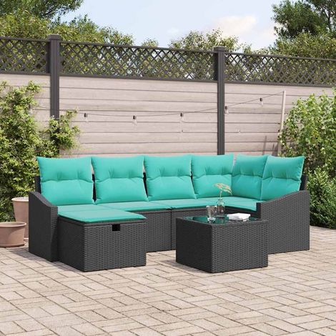 vidaXL Ensemble de Canapés avec coussin avec stockage Noir polyrotin (1/5)