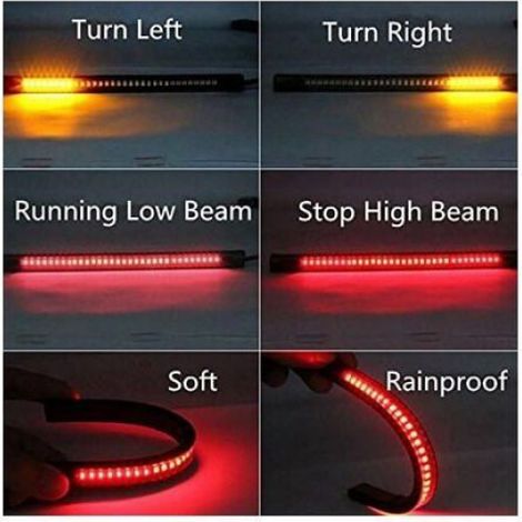 Bande De Lumière Led - Moto - Feux Stop Et Clignotants - 48 Led - Universelle Flexible - 1 Pièce (1/4)