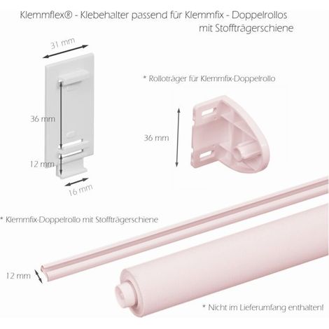 Lot de 2 supports adhésifs longs pour store enrouleur double, store double, sans perçage, à coller, comme accessoires, pièce de rechange pour la fixation sur la fenêtre fixe en PVC, porte de (1/3)