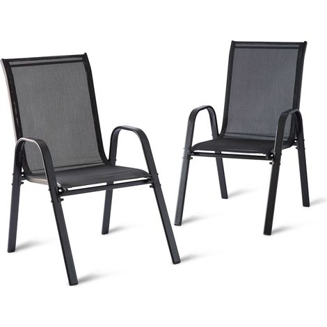 High-Back Garden Chair Set, Breathable Fabric, Stackable (1/5)