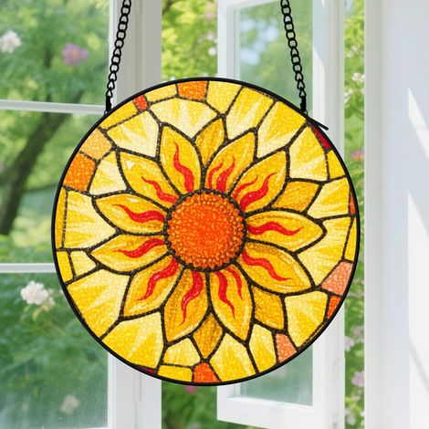 Suspension en vitrail, attrape-soleil minimaliste élégant unique, décoration maison porte, cadeau Fête des Mères, Noël pour femme, maman, amie 9cm (1/5)