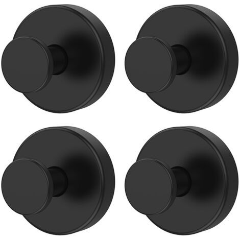 Crochets à ventouses noirs, 6 x 6 x 4,5 cm, porte-serviettes de salle de bain sans perçage en acier inoxydable (4 pièces). (1/5)