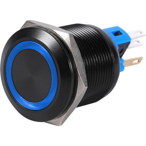 Interruttore a pulsante a scatto autobloccante impermeabile da 22 mm 12V-24V LED blu