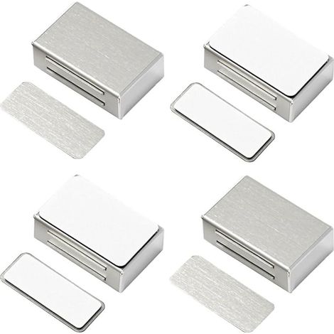 Verrou magnétique autocollant Jiayi, lot de 4, pour porte de placard. Aimant puissant en acier inoxydable pour cuisine.