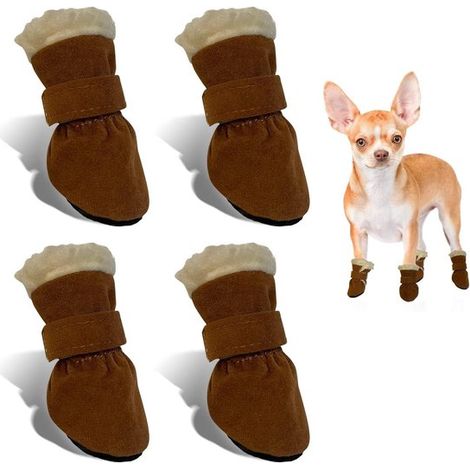 Scarpe per cani, protezione per le zampe, per uso esterno, set di 4 scarpe per cani, protezione invernale per le zampe, stivali da neve per cani, antiscivolo, stivali invernali caldi (1/5)