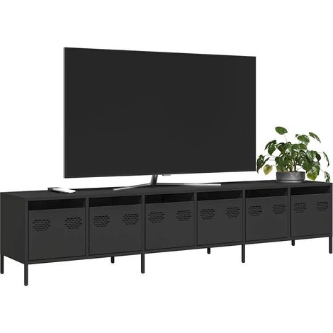 TV-Schrank Schwarz 202x39x43,5 cm Kaltgewalzter Stahl