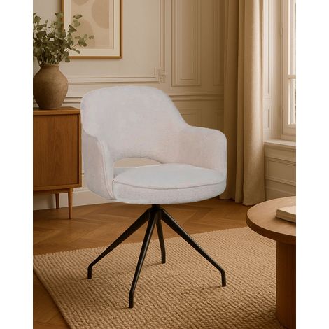 Elba - Chaise en tissu beige et pieds métal (1/5)