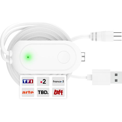 Amplificateur Antenne TV – Booster de Signal pour TNT/DVB-T2 – Compatible Télévision Numérique, Full HD et 4K UHD – Amélioration de la Réception Stable – Installation Facile avec Câble Coaxial (Blanc) (1/5)