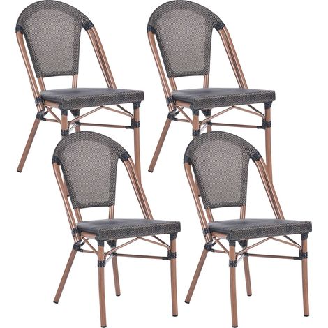 Set of 4 Garden Chairs Grey PE Rattan Wicker Seat Aluminium Frame Indoor Outdoor Set RIFREDDO