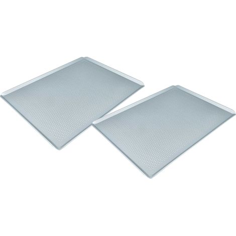 vhbw 2x teglia per forno - 40 x 30 x 1 cm argento, perforata (1/4)