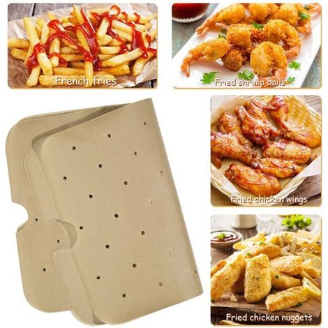 100 PièCes SéRies Friteuse à Air Papier Trou D'Air Friteuse à Air RevêTements en Papier Parchemin Pour Ninja Foodi Smart FG551 (1/5)