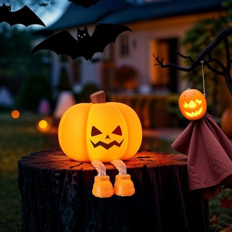Nachtlicht Kind Kürbis Halloween Dekoration Wiederaufladbares LED 3 Stufen Helligkeit Silikon Touch Nachtlicht (1/5)