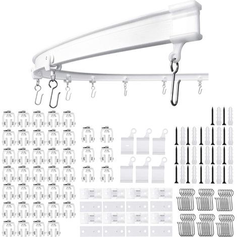 Rail de rideau flexible pour plafond Rail de rideau incurvé 3M avec roulettes silencieuses Support pliable pour cloison de douche (1/5)