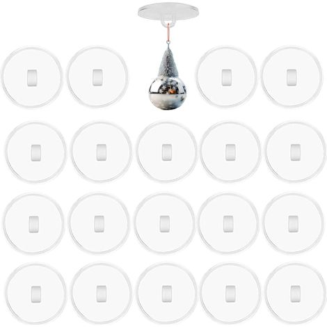 20 ganchos de techo sin taladrar, adhesivos transparentes con ojal, para decoración de paredes.