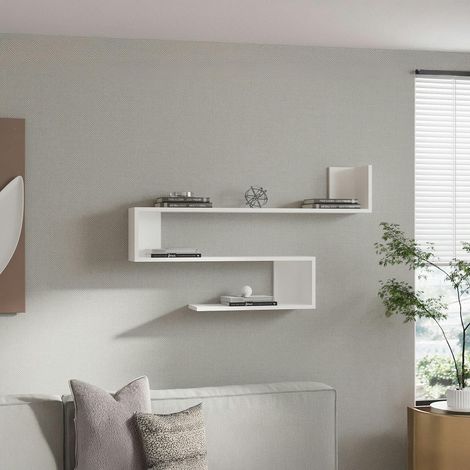 Étagère murale design blanche silhouette zigzag MARFA (1/5)