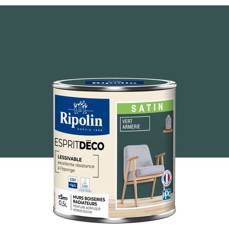 Ripolin – Peinture murale satin 0,5L vert armerie – Ultra-couvrante pour murs et boiseries – Lessivable et facile à entretenir – Fabriqué en France (1/5)