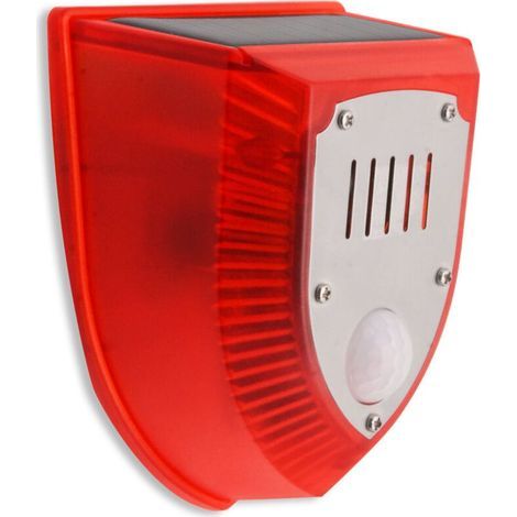 Alarme sonore solaire détecteur de mouvement alarme d\'avertissement extérieur 120db son de sécurité flash éclairage étanche à la pluie mode jour et nuit pour maison villa cour ferme salle de stockage (1/4)