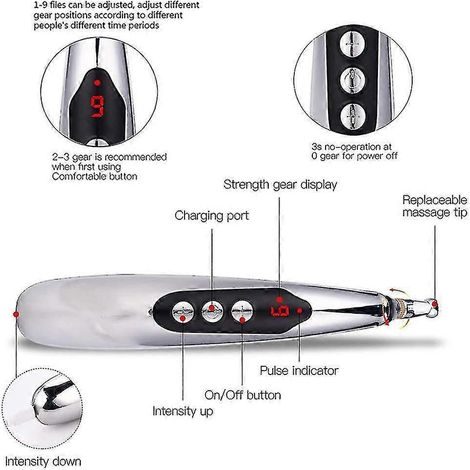 Stylo d'acupuncture rechargeable USB, outil électronique de soulagement de la douleur (1/4)