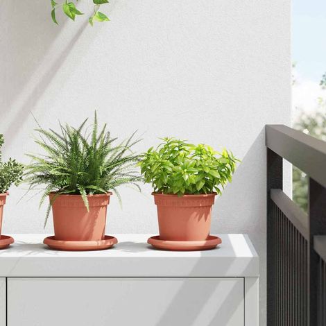 Runder Blumentopf 6 pcs Ziegelrot Ø 12,5 x 10 cm Kunststoff