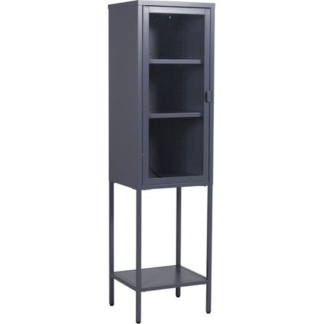 Vitrine Avec Porte en Verre "Misha" 150cm Gris (1/5)