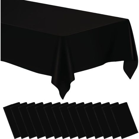 Lot de 14 Nappes de Table Noires Rectangulaires 137 x 274 cm, Nappes Jetables en Plastique et Papier pour Pique-nique, Fête, Mariage, Banquet et Décoration (1/5)