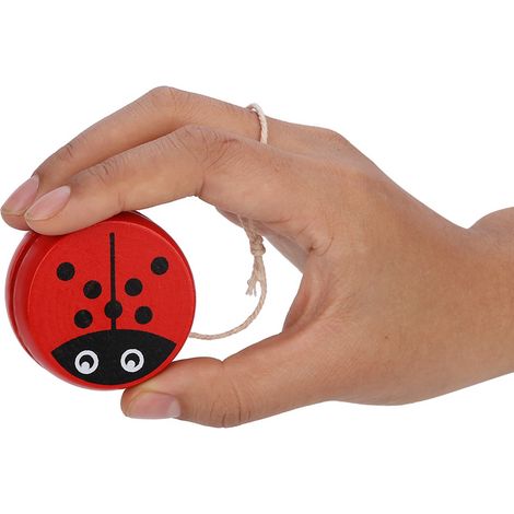 YoYo Éducatif en Bois Coccinelle - Jouet d'Éveil Mignon pour Enfant, Apprentissage par le Jeu