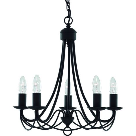Searchlight Maypole - 5 Light Multi Arm Deckenanhänger Schwarz, E14