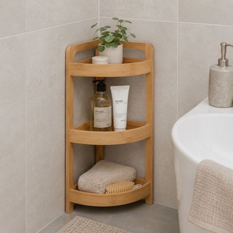 Bambus Badezimmer Eckregal 3 Etagen 23xH61cm-101005240