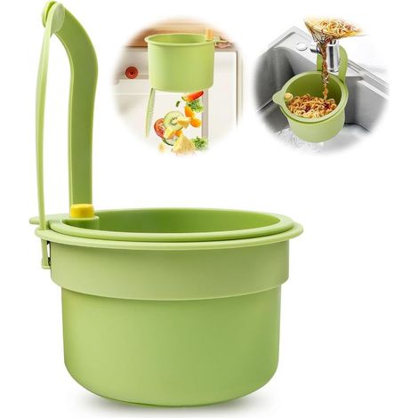 Passoire pour évier À clipser Amovible Avec bouton pression Sans bavure les mains Pour le lavage/organisateur dans l'évier de la cuisine Vert (1/5)