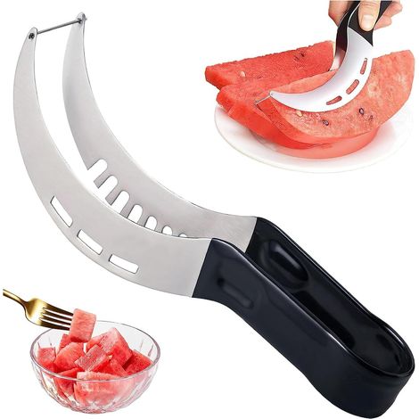 Wassermelonenschneider, Obst- und Gemüseschneider aus Edelstahl, geeignet für Papaya, Kaktusfeigen, Wassermelone, Obstsalate und als Küchenhelfer.