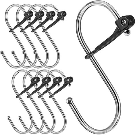 8pcs - Crochet S - Métal - Boucle de Sécurité Anti-chute - Suspension Cuisine Salle de Bain Jardin Bureau - Argent - 8,2x3,2cm (1/5)