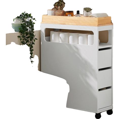 Meuble de Salle de Bain, Design Gain de Place, Construction Durable, BLANC (1/2)