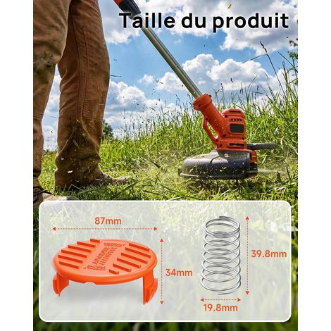 Set di 4 copri bobina compatibile con decespugliatori Black & Decker, tappo bobina RC-100-P, molle per tappo bobina decespugliatore Black & Decker