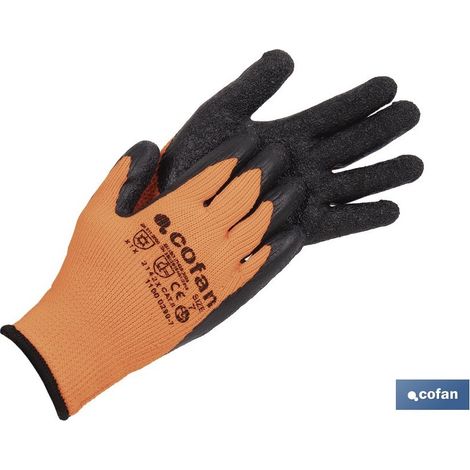 Pack de 12 gants orange fluo avec revêtement latex thermique T-11 (1/4)