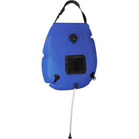 Sac de douche de camping bleu en PVC de 20 litres