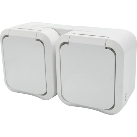 Enchufe doble de superficie Aqua Pro con toma de tierra IP55 blanco 60225