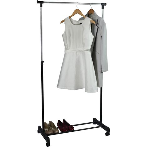 Youyijia Kleiderständer auf Rollen 90-158cm Höhenverstellbar Kleiderstange Kleiderwagen Garderobe mit Rollen schwarz für Schlafzimmer