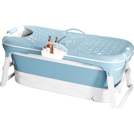 Baignoire pliable pour adulte avec Couvercle amovible salle de bainpour Douche Bathtub pour Salle de Bain 118x60x53cm bleu (1/5)