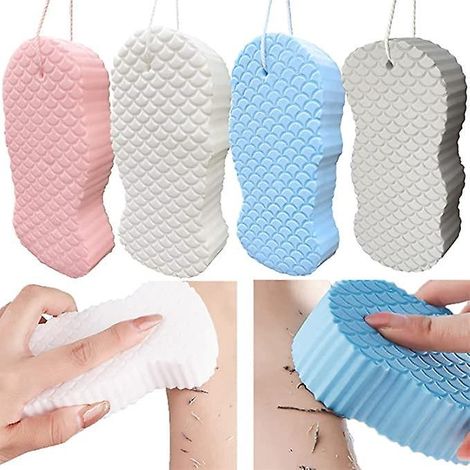 4 Pices Ponge De Bain Exfoliante Super Douce Ponge Super Rutilisable Pour L'exfoliation Du Corps Pour Hommes Et Femmes (1/5)