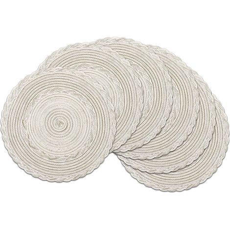 Lot de 6 sets de table ronds en coton tressé, lavables et résistants à la chaleur, décoration Noël, salle à manger, cuisine, mariage (1/5)