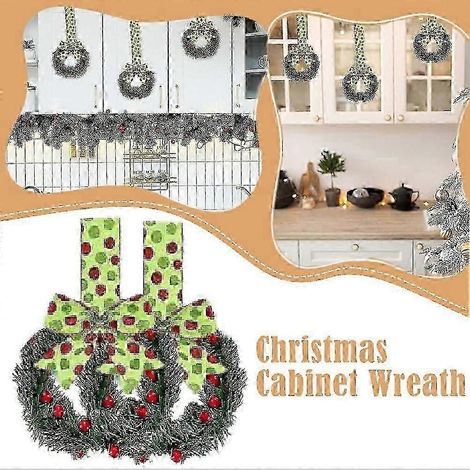 Couronnes de Noël 2025 pour armoire, mini couronne de boules de Noël artificielles à feuilles vertes (1/3)