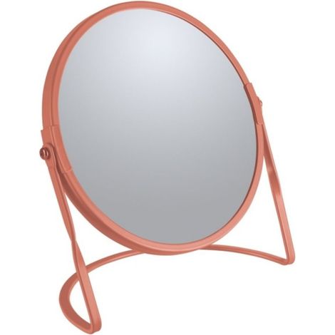 Miroir grossissant sur pied Acier AKIRA Terracotta mat Spirella