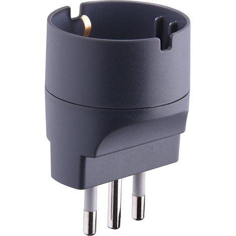 Adattatore semplice Schuko 10A 2P+T spina e presa 10A colore nero opaco Electraline