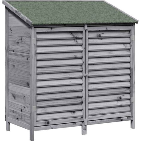 Chalet de jardin gris, 106 x 56 x 113,5 cm, en bois de cèdre massif (1/5)